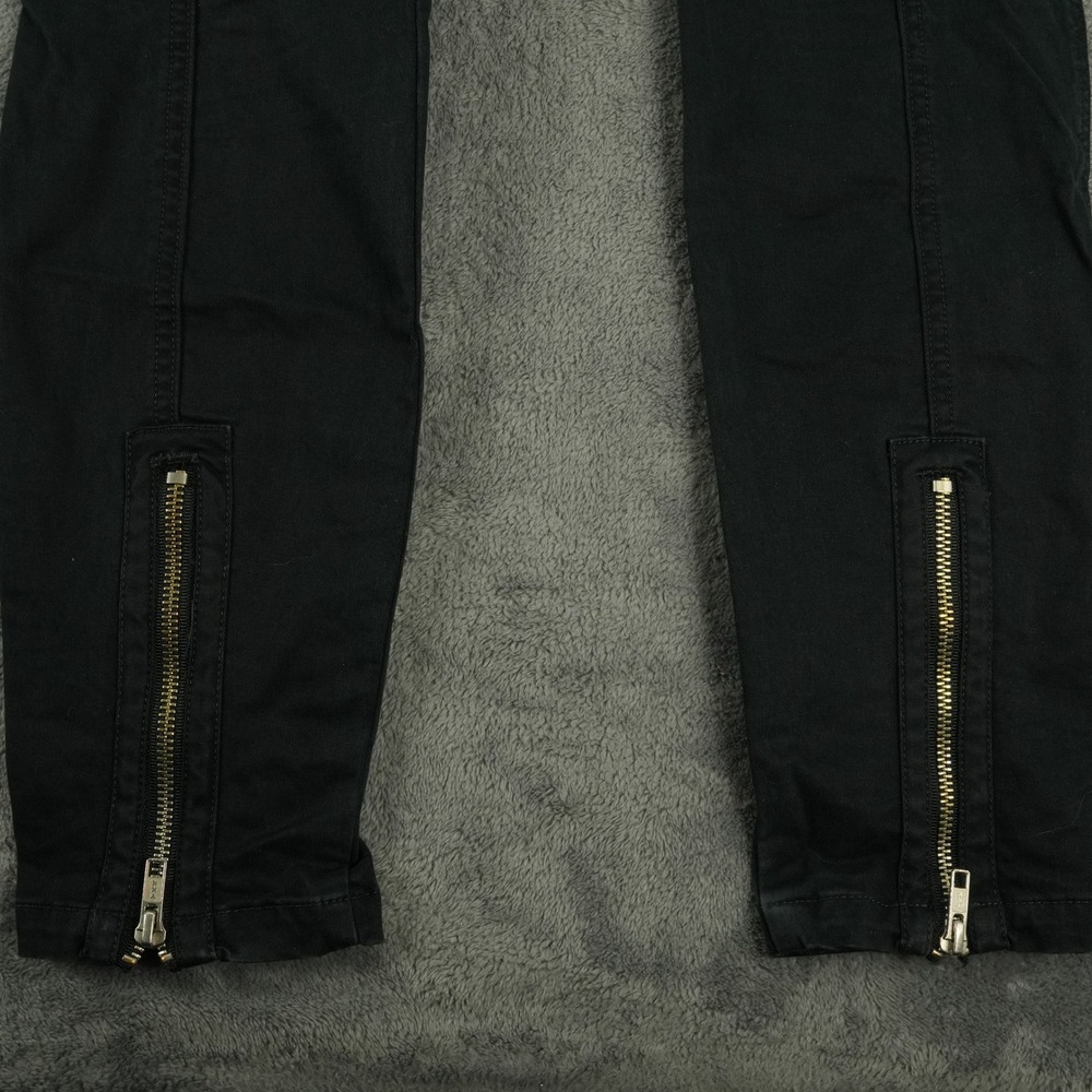 A.L.C. Ezra Twill Pants Womens 2 Black High Rise Button Fly Ankle Zip Skinny - Picture 4 of 10